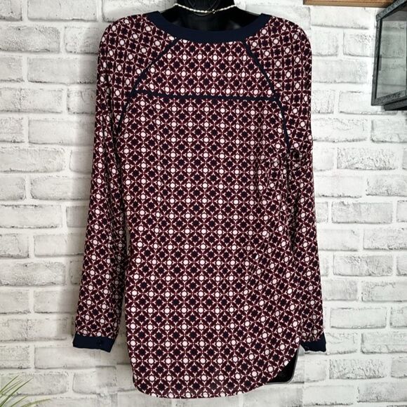 41 Hawthorn Geometric Long Sleeve Blouse Top Shirt Size Small - Picture 3 of 4